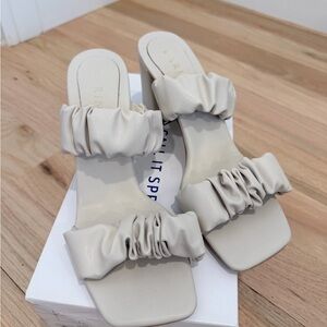 Chic Cream Ruffled Women's Heels